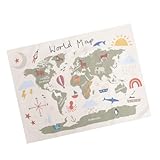 ELAYARD Nordischer Map Wandteppich Kinderzimmer Wanddeko Weltkarte Poster...