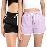 riemot 2 Pack Badeshorts Damen Schnelltrocknend Kurze Sporthose Yogahose...