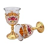 Qianly 2x Vintage Wine Cup, Mini Goblet Tragbarer Mini Kommunion Tasse,...