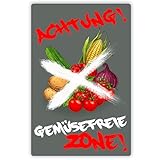 Lustiges Metall-Schild „Gemüsefreie Zone“ - mit Aufhängesystem ca....