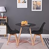 H.J WeDoo Tisch und Stühle Set, Essgruppe Schwarz Tisch mit 2 Schwarzer...
