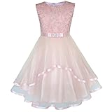Sunny Fashion Mädchen Kleid Blume Blush Rosa Belted Hochzeit Party...