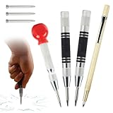 4 Stück Automatik Körner Metall, Automatik Körner mit Anreißnadel und 3...