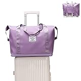 DIRUQSD Weekender-Tasche mit Erweiterbarem Platz Shopping Bag (Violett)