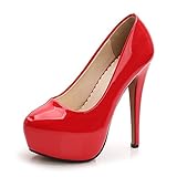 OCHENTA Damen-Pumps mit rundem Zehenbereich, Stiletto, hoher Absatz,...