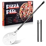 TEAMFAR Pizzaschieber, 20,3 x 22,7 x 110 cm Perforierter Edelstahl...