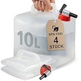 BAUBAR 4er Set 10L Faltbarer Wasserkanister mit Hahn - BPA-Frei &...