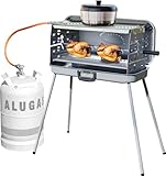 BERGER Camping Gasgrill Klappbar | Tragbarer Koffergrill mit 3 Brenner | 50...