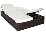 Casaria® Sonnenliege 2 Personen mit Klapptisch 7cm Auflagen Wetterfest...