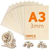 10 Stück A3 Sperrholz, 420mm x 300mm Sperrholzplatte, Sperrholzplatte 3mm,...