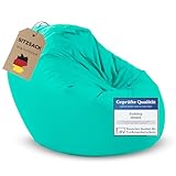 BuBiBag 2in1 Sitzsack Sitzkissen mit Füllung, Small Ø: 85 cm, Türkis,...