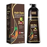 Dunkelbraune Haarfärbeshampoo, Hair Dye 3 In 1 Gegen Graue Haare, Sofort...