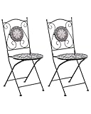 Gartenstuhl 2er Set französisch Metall schwarz Mosaik zusammenklappbar...