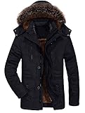 FTCayanz Herren Warme Winterjacke Parka Lang Wintermantel Mit Kunstfell...