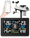 Regevo WLAN Wetterstation mit Außensensor, 11-in-1 Profi Funkwetterstation...