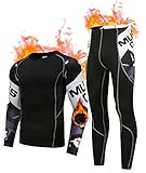 Holure Herren Innenfleece Thermounterwäsche Sport Set Atmungsaktiv Winter...