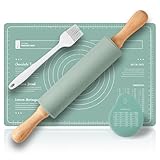 Metamorisy,nudelholz silikon & silikonmatte Kombi-Set,nudelholz...