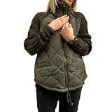 Damen Strick Patchwork Puffy Jacke Mode Leicht Kurz Reißverschluss Langarm...