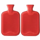 Wärmflasche Ohne Bezug, 2er Pack Wärmflaschen Groß 2L, Hot Water Bottle...