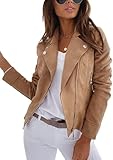 Youning Damen Jacke Kurz Übergangsjacke Moto Bikerjacke Herbst Frühling...