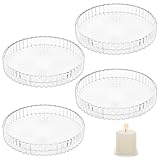 Zourglow 4 Stück Kerzenteller Glas, 9 cm Transparent Kerzen Untersetzer...