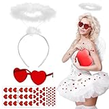 BOOMTOP Heiligenschein Engel Kostüm Haarreif Weiß 4pcs Engelskostüm...