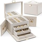 VLANDO Schmuckkasten Schmuckbox Groß mit 4 Ebenen, Schmuckschatulle PU...