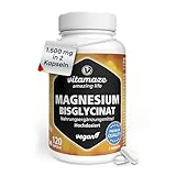 Magnesium Bisglycinat Kapseln hochdosiert, 1500 mg in nur 2 Kapseln davon...