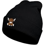 gswirmchsq Beanie-Mütze mit schottischem Hochlandkuh, schwarz, niedliche...