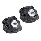 DIKACA 2 Stück Solar Steinlampen Außen Solarleuchten für Garten Weg...