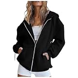 Zipper Hoodie Damen Sweatjacke 2025 Kapuzenjacke Einfarbig Herbst Winter...