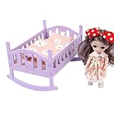 Baby Puppenbett | Holz Rollenspiel Spielzeug,Puppenwiege Für Mädchen...