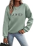 Minetom Pullover Damen Sweatshirt Briefe Drucken Langarm Rundhals Pulli...