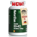 Vitamin d3 k2 kapseln hochdosiert - 20000I.E. + Vitamin K2 MK7 200 mcg pro...