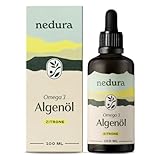 nedura® Omega 3 Algenöl mit Zitronenöl - Natürliches DHA & EPA -...