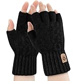 ARFNKIM Thermisch Fingerlose Handschuhe - Damen und Herren Strick Weich...