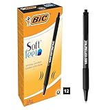 BIC Kugelschreiber Set Soft Feel Clic Grip, in Schwarz, Strichstärke 1.0...