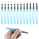 12 Stück Wasserpinsel Stifte, Aquarell Pinselstifte Blau Kunststoff Leerer...