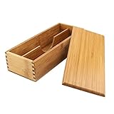 Tomotato Holz Besteckkasten mit Deckel, 2 Fächer Besteck Aufbewahrung,...