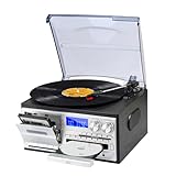 9 in 1 Plattenspieler mit Bluetooth, CD, Kassette, AM/FM Radio, USB SD MMC...