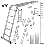 Ikodm 4x5 Stufen Mehrzweckleiter 5,82 m 7 in 1 Aluminium...