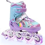 OLYSPM Inliner Kinder für Mädchen und Jungen,Regenbogen-Design,Rollschuhe...