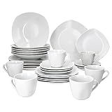 MamboCat Lotta 30tlg Kombiservice I weiße Porzellan-Geschirrset für 6...