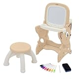 Joyz 3in1 Spieltisch mit 2 Tafeln, Kinderhocker und Zubehör, Braun,...