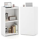 COSTWAY Stehpult mit Rollen, Rednerpult mit 2 Ablagefächern, Stehtisch,...