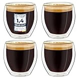 Creano doppelwandige Espresso-Gläser, 4er-Set 100ml Thermo-Gläser mit...