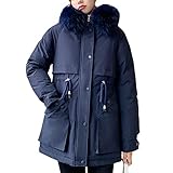 Petalum Wintermantel für Damen, Parka mit Kapuze, warm, gefüttert, aus...