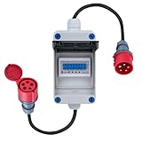 3 Phasen Mobiler Digitaler Stromzähler 16A 400V Mobile Meter CEE-Stecker 3...
