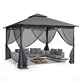 UDPATIO Pavillon 3,35x3,35m Wasserdicht Stabil Winterfest, Gartenpavillon...