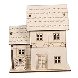 AKOOSY Unvollendetes Puzzle Holzhaus Bausatz mit Led-licht Bemalbares...